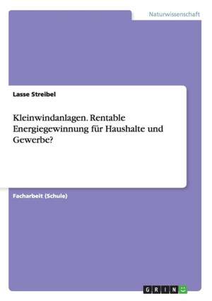 Kleinwindanlagen. Rentable Energiegewinnung für Haushalte und Gewerbe? de Lasse Streibel