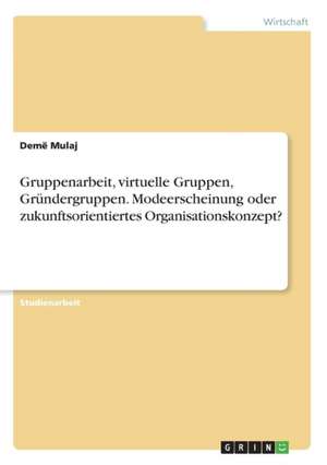 Gruppenarbeit, virtuelle Gruppen, Gründergruppen. Modeerscheinung oder zukunftsorientiertes Organisationskonzept? de Demë Mulaj