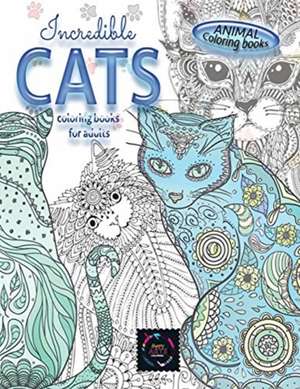 Animal coloring books INCREDIBLE CATS coloring books for adults. de Happy Arts Coloring