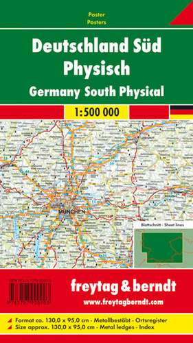 Deutschland Süd 1 : 500 000. Poster-Karte mit Metallbestäbung