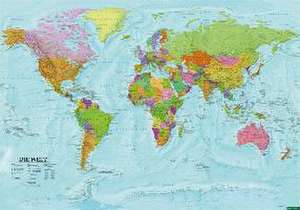 World map, political - physical, english, 1:20.000.000, folded, freytag & berndt de Freytag & Berndt