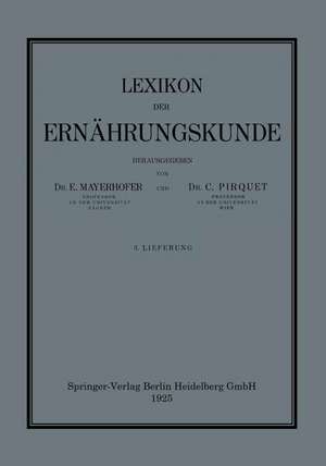 Lexikon der Ernährungskunde de E. Mayerhofer