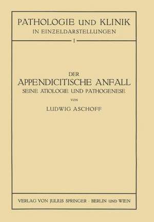 Der Appendicitische Anfall Seine Ätiologie und Pathogenese.: Mit Einem Kurzen Beitrag Über die Lymphgefässverhältnisse am Menschlichen Wurmfortsatz de L. Aschoff