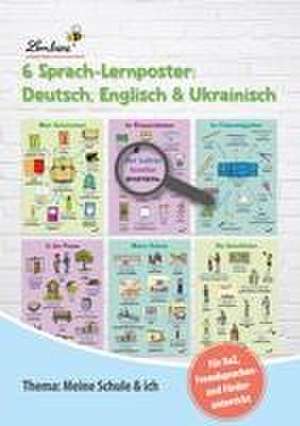 6 Sprach-Lernposter: Deutsch, Englisch, Ukrainisch