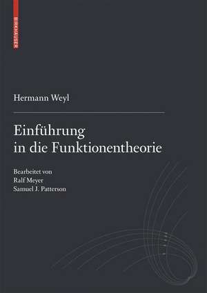 Einführung in die Funktionentheorie de Hermann Weyl