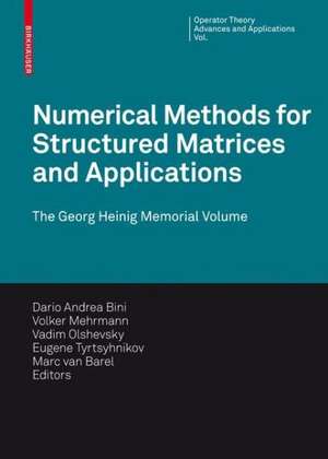 Numerical Methods for Structured Matrices and Applications: The Georg Heinig Memorial Volume de Dario Andrea Bini