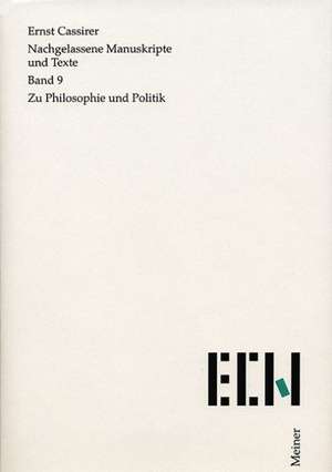 Zu Philosophie und Politik de Ernst Cassirer