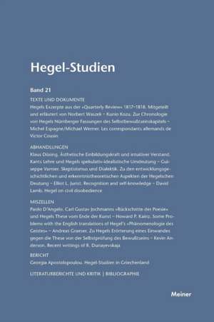 Hegel-Studien Band 21 (1986): Thomas Von Aquin Und Die Scholastik de Friedhelm Nicolin