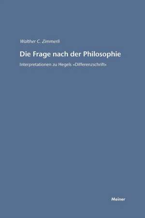 Die Frage nach der Philosophie de Walther C Zimmerli