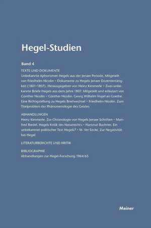 Hegel-Studien Band 4 (1967) de Friedhelm Nicolin