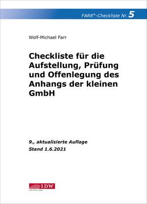 Checkliste 5 (Anhang der kleinen GmbH) de Wolf-Michael Farr