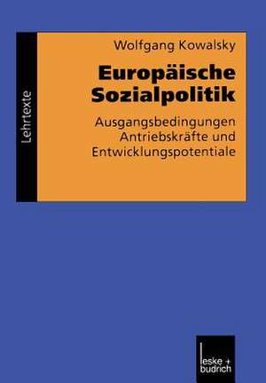 Europäische Sozialpolitik: Ausgangsbedingungen, Antriebskräfte und Entwicklungspotentiale de Wolfgang Kowalsky