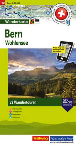 Hallwag Touren-Wanderkarte 12 Bern 1 : 50 000