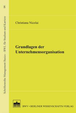 Grundlagen der Unternehemensorganisation de Christiana Nicolai