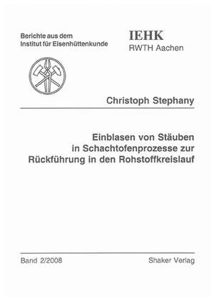 Einblasen von Stäuben in Schachtofenprozesse zur Rückführung in den Rohstoffkreislauf de Christoph Stephany