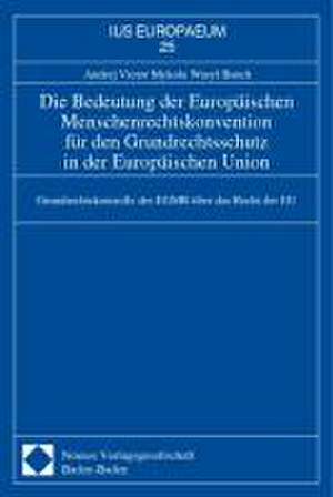 Die Bedeutung der Europäischen Menschenrechtskonvention für den Grundrechtsschutz in der Europäischen Union de Andrej Victor Mykola Wasyl Busch