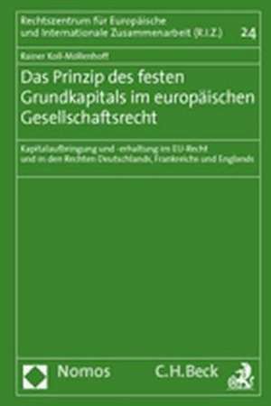 Das Prinzip Des Festen Grundkapitals Im Europaischen Gesellschaftsrecht: Kapitalaufbringung Und -Erhaltung Im Eu-Recht Und in Den Rechten Deutschlands