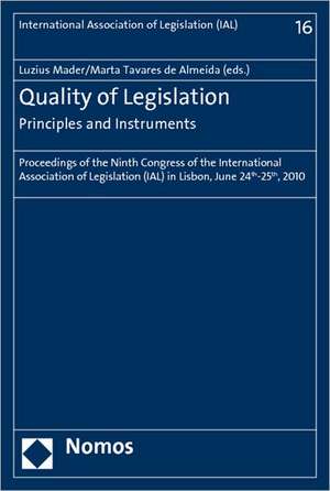 Quality of Legislation - Principles and Instruments de Luzius Mader