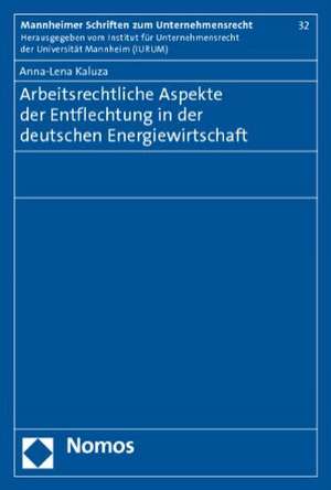 Arbeitsrechtliche Aspekte der Entflechtung in der deutschen Energiewirtschaft de Anna-Lena Kaluza