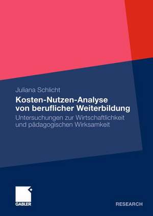 Kosten-Nutzen-Analyse von beruflicher Weiterbildung: Untersuchungen zur Wirtschaftlichkeit und pädagogischen Wirksamkeit de Juliana Schlicht