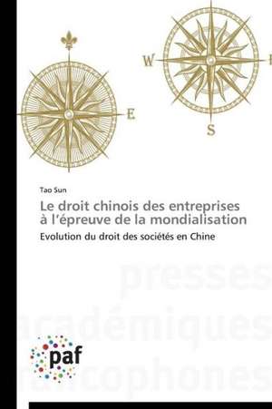 Le droit chinois des entreprises à l¿épreuve de la mondialisation de Tao Sun