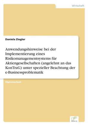 Anwendungshinweise bei der Implementierung eines Risikomanagementsystems für Aktiengesellschaften (angelehnt an das KonTraG) unter spezieller Beachtung der e-Businessproblematik de Daniela Ziegler