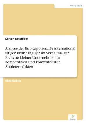 Analyse Der Erfolgspotenziale International Tatiger, Unabhangiger, Im Verhaltnis Zur Branche Kleiner Unternehmen in Kompetitiven Und Konzentrierten An: Messung Des E-Business-Erfolges de Kerstin Detemple