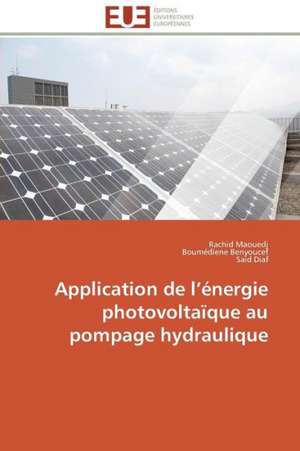 Application de L Energie Photovoltaique Au Pompage Hydraulique: D Une Approche a Une Realite de Rachid Maouedj