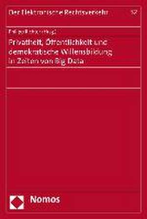 Privatheit, Offentlichkeit Und Demokratische Willensbildung in Zeiten Von Big Data: Ein Beitrag Zur Angemessenen Informationsgrundlage Innerhalb Und Ausserhalb Der Business J de Philipp Richter