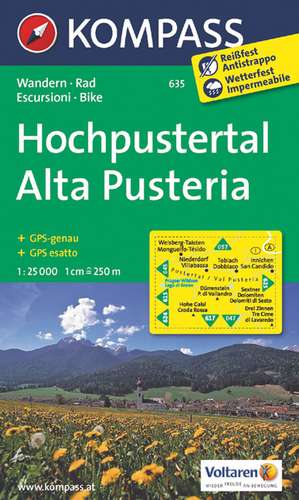 KOMPASS Wanderkarte 635 Hochpustertal, Alta Pusteria 1:25.000