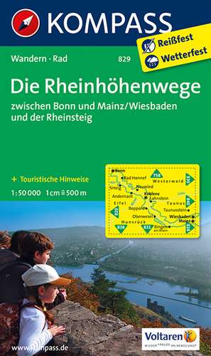 Die Rheinhöhenwege zwischen Bonn und Mainz / Wiesbaden und der Rheinsteig 1 : 50 000 de KOMPASS-Karten GmbH