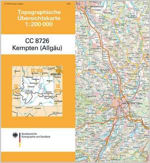 Topographische Übersichtskarte CC8726 Kempten (Allgäu) 1 : 200 000