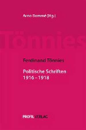 Ferdinand Tönnies: Politische Schriften 1916 -1918 de Arno Bammé