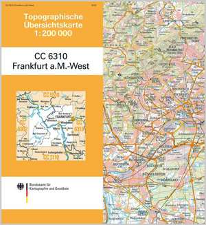 Topographische Übersichtskarte CC6310 Frankfurt am Main West 1 : 200 000