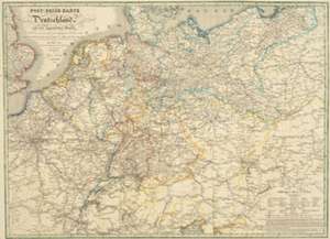 Post-Reise-Karte (Postkutschenstreckenkarte) von Deutschland 1828 (Plano)