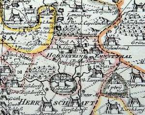 Historische Karte: Die Schönburgischen Herrschaften und die Ämter Glauchau, Waldenburg, Lichtenstein, Hartenstein und Stein 1760 (Plano) de Peter (der Jüngere) Schenk