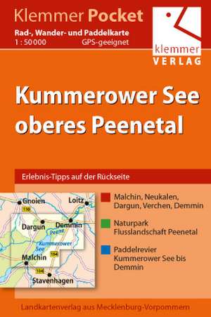 Klemmer Pocket Rad-, Wander- und Paddelkarte Kummerower See - oberes Peenetal de Klaus Klemmer