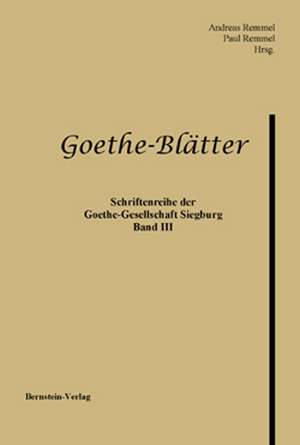 Goethe-Blätter de Andreas Remmel