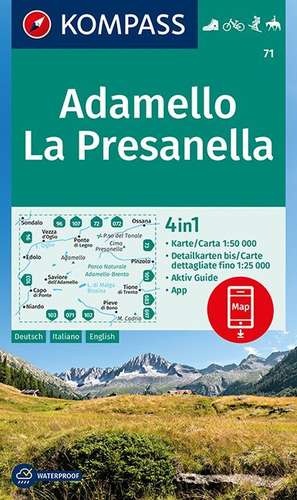 Adamello, La Presanella 1:50 000 de Kompass-Karten Gmbh