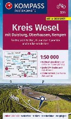 KOMPASS Fahrradkarte 3214 Kreis Wesel mit Duisburg, Oberhausen, Kempen 1:50.000 de Kompass-Karten Gmbh