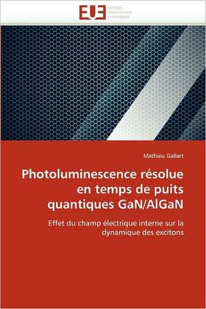 Photoluminescence résolue en temps de puits quantiques GaN/AlGaN de Mathieu Gallart