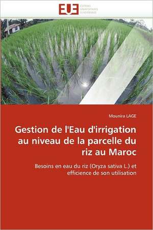 Gestion de l'Eau d'irrigation au niveau de la parcelle du riz au Maroc de Mounira LAGE