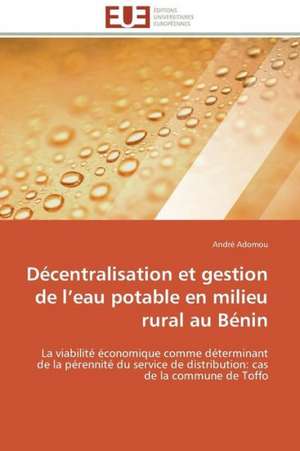 Decentralisation Et Gestion de L Eau Potable En Milieu Rural Au Benin: Culture Et Tourisme de André Adomou