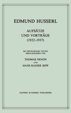 Aufsätze und Vorträge (1922–1937) de Edmund Husserl