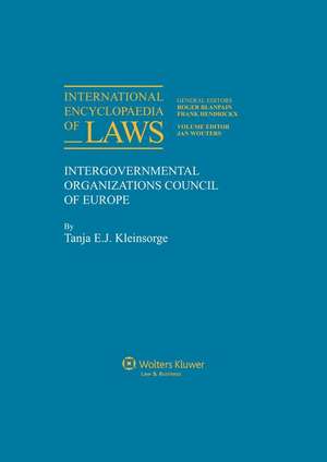 International Encyclopaedia of Laws: Intergovernmental Organizations de Jan Wouters