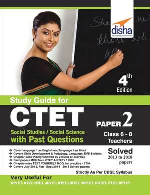 Study Guide for CTET Paper 2 (Class 6 - 8 Teachers) Social Studies/ Social Science with Past Questions 4th Edition de Disha Experts