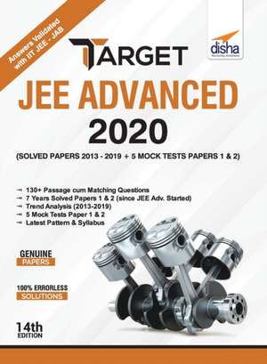 TARGET JEE Advanced 2020 (Solved Papers 2013 - 2019 + 5 Mock Tests Papers 1 & 2) 14th Edition de Disha Experts