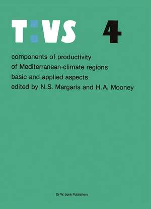 Components of productivity of Mediterranean-climate regions Basic and applied aspects: Proceedings of the International symposium on photosynthesis, primary production and biomass utilization in Mediterranean-type ecosystems, held in Kassandra, Greece, September 13–15, 1980 de N.S. Margaris