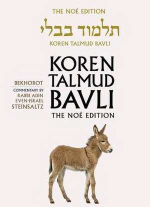 Koren Talmud Bavli, Noe Edition, Vol 39: Bekhorot, Hebrew/English, Large, Color de Adin Steinsaltz