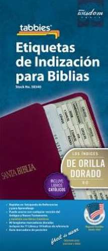 Spanish Catholic Bible Tab: Clear Tab with Gold Center Strip & Black Lettering de Tabbies